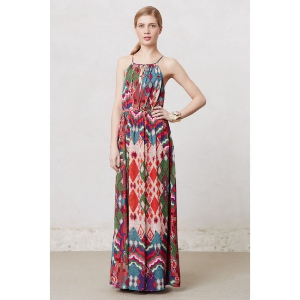 Anthropologie Colorful Geometric Maxi Dress